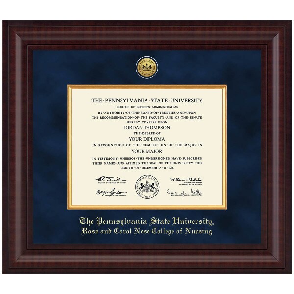 #109 Ross and Carol Nese College of Nursing diploma frame Presidential in Premier (Chestnut)
